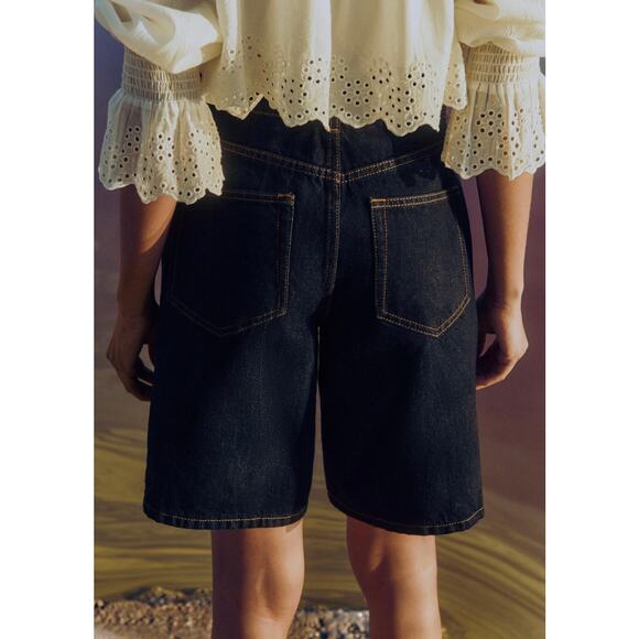 ME+EM Denim Bermuda Long Jean Shorts Jorts Dark Wash Size 29 Me And Em - Picture 2 of 8